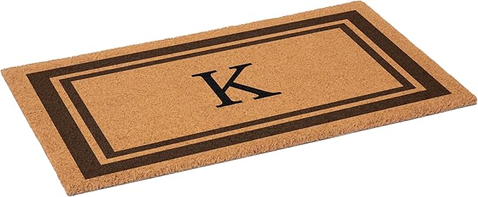 Calloway Mills 152982436K Brown Border 24" x 36" Monogram Doormat (Letter K)
