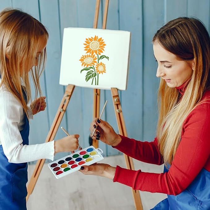 Large Sunflower Stencils for Painting - 11.8x8.3 Inch Flower Stencils for Painting on Walls, Flower Stencil Versatile and Reusable for Crafts, Home Decor, DIY Projects