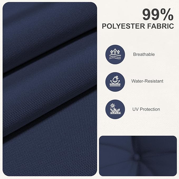 Outdoor High Back Chair Cushions 2-Pack, 44"x22"x 4" Fade-Resistant Waterproof Tufted Pads with Ties for Patio Rocking & Adirondack Chairs (Navy Blue)