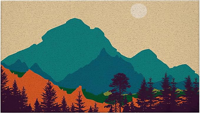 Nogrit Boho Bath Mats for Bathroom, Non Slip Shower Mat for Bathroom Floor, Boho Front Door Mat and Forest Mountain Bathroom Mat, PVC Coil Mat 17x30