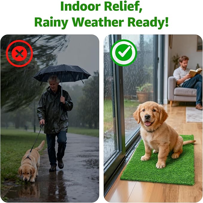 Artificial Turf Grass Outdoor: Grass Pad for Dogs Indoor Potty Training, Replacement Turf Rug for Patio Balcony Lawn Apartment Decoration, Easy to Clean with Drainage Holes(43x27.5 inch)
