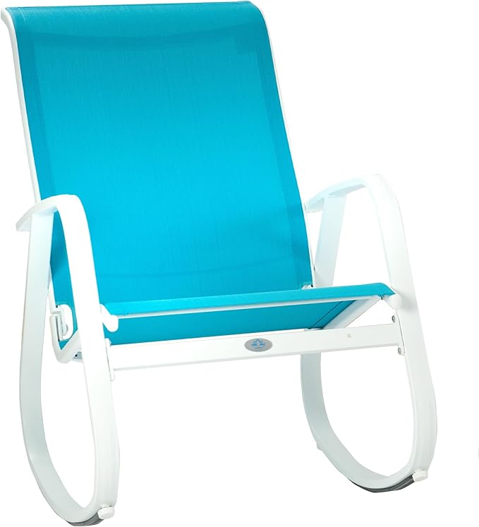 Kozyard Outdoor Patio Rocking Sling Chair with Powder Coated Aluminum Frame and Weather Resistant Breathable Mesh Fabric for Patio Porch Yard Garden