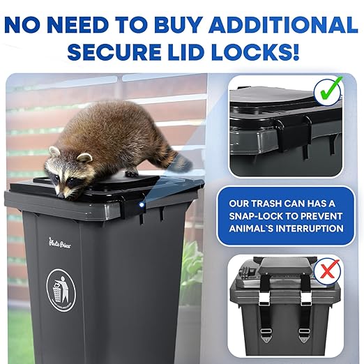 32 Gallon Trash Can with Wheels Outdoor Garbage Can with Lid and Wheels Locking Trash Can Commercial Heavy-Duty Garbage Bin Rolling, Plastic 2 Pack