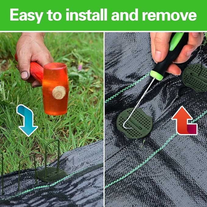 Bakulyor 150pcs Green Artificial Turf Stakes Staples + 150pcs Buffer Washer, 6 Inch 11 Gauge Landscape Staples, Galvanized Lawn Spikes, Heavy Duty Yard Ground Pin for Grass Weed Barrier Sod Fabric