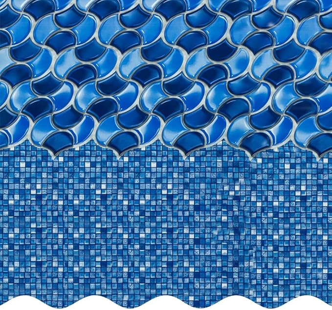 Smartline 24 ft Round Swimming Pool Liner | Waves of Poseidon | Overlap Style | 48-52 Inch Wall Height | 25 Gauge Heavy Duty Virgin Vinyl | Designed for Steel Sided Above Ground Pools