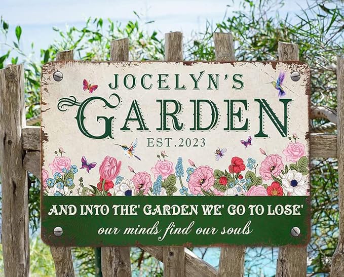 Personalized Metal Signs with Name Made in USA Custom Vintage Garden Sign Waterproof Vintage Decorative Metal Print for Wall Decor Customized Home Garden Ideas Gifts Artwork Prints for Yard Ourdoor