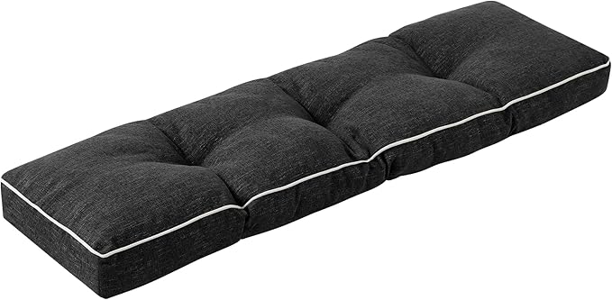 Bench Cushion, 42 x 16 Inch Patio Furniture Cushions with Durable Ties, Soft Memory Foam Bench Cushions for Indoor/Outdoor Furniture with Non-Slip Bottom, Kitchen&Dining, Black
