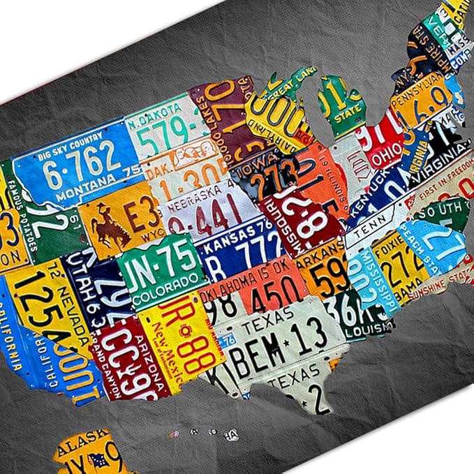 Funny Metal Tin Sign Vintage USA Map License Plate Sign Garage Decor 8x12 Inches Multicolor Retro Humorous Wall Art