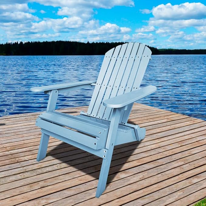 FDW Folding Adirondack Chair, All Weather Patio Chair Outdoor Fire Pit Chair for Patio Lawn Garden Backyard Deck Pool Beach