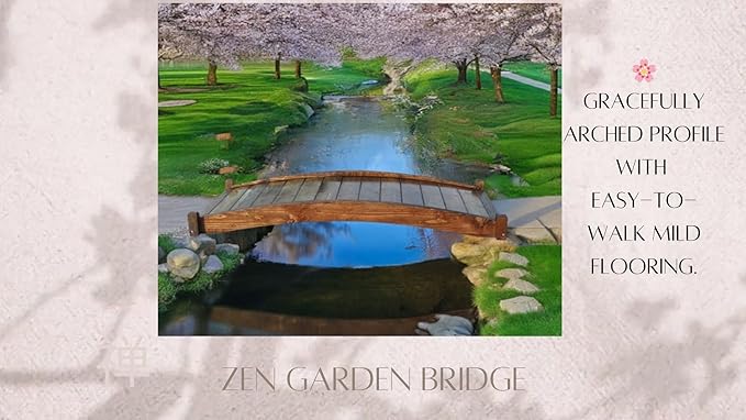SamsGazebos Zen Japanese Style Wood Garden Bridges, 6', Brown