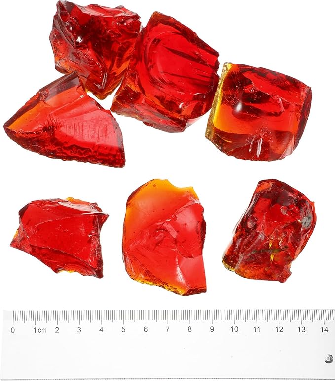 uxcell Fire Glass for Fire Pit, 3-5cm(1/9"-1/5") High Luster Reflective Glass Rocks for Natural or Propane Fireplace, Safe for Outdoors and Indoors Fire Pit Glass, Red, 400g/14oz