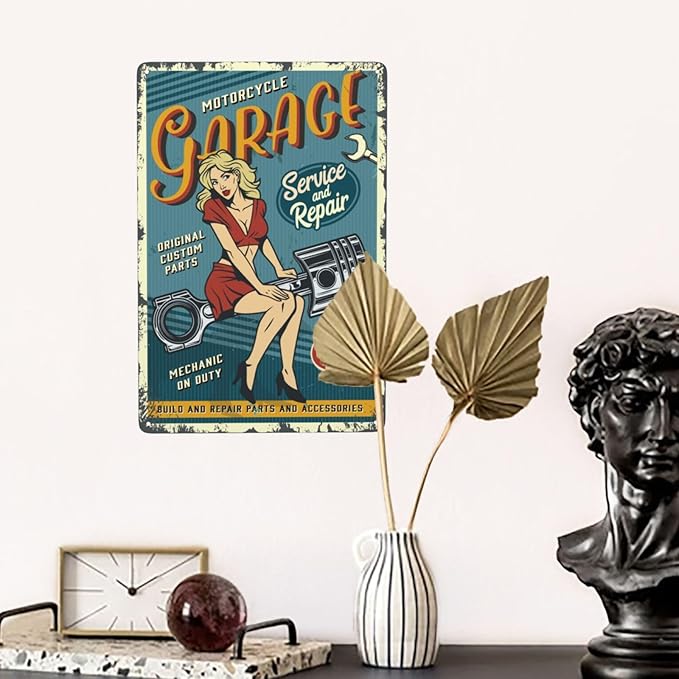 Garage Vintage Metal Tin Sign Retro Rustproof Funny Art Wall Decor Gift 8x21 Inch
