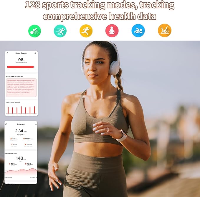 Smart Ring for Women-Men,Health-Fitness Tracker with Heart Rate, Sleep Monitor, Blood Oxygen, HRV, 128 Sports Modes, IP68 Waterproof, Gesture Control, No Subscription Fee,with iOS & Android (9)