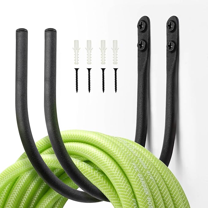 Garden Hose Holders Mount: Wall Mount Hose Hangers for Outside - 2Pcs Rust-Proof Water Hose Racks Hanging Hooks for Outside Garden Expandable Hose