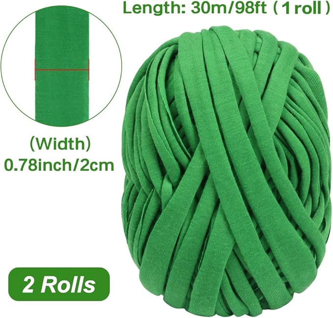 Shintop 2 Packs Garden Twine, Soft Plant Ties Green Tomato Ties Stretchy Garden String for Supporting and Tying Climbing Plants Veggies Flower(98 Feet/Roll