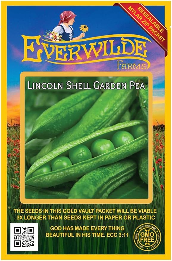 Everwilde Farms - 100 Lincoln Shell Pea Seeds - Gold Vault Jumbo Seed Packet