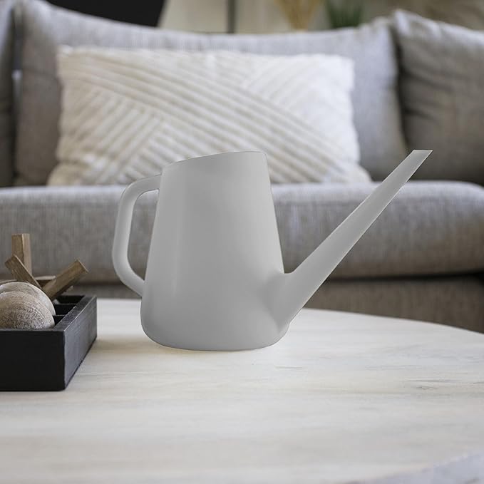 Bloem Fern Cement Gray 1.5 Liter Modern Resin Watering Can for Indoor and Outdoor Use