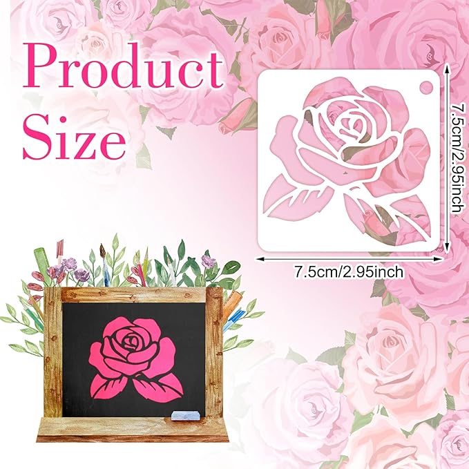 20 Pcs 2.95 Inch Flower Stencils for Crafts, Rock Painting, Home Decor