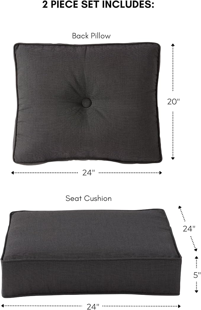 Outdoor 2-Piece Sunbrella Premium Deep Seat Cushion Set, Canvas Coal