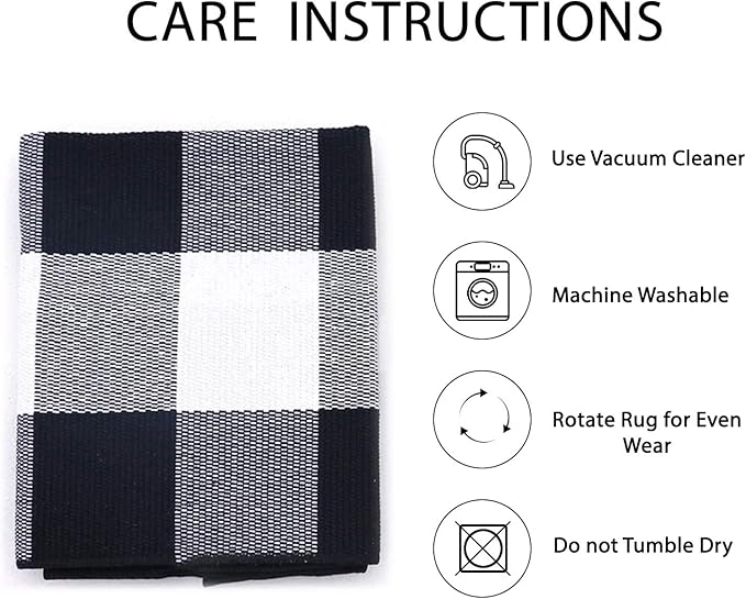 IOHOUZE Buffalo Plaid Rug 5x7 Ft Indoor Outdoor Rug, Washable Rugs for Living Room, Spring Summer Welcome Mats Outdoor, Black White Rug for Farmhouse/Entryway/Home Entrance