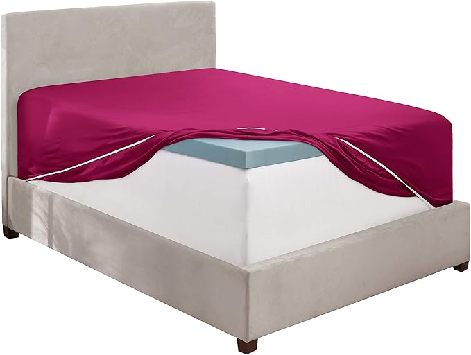 Clara Clark Fitted Sheet, Extra Deep Pocket Fits Deep Mattress, Luxury Soft Fitted Sheet Only, Twin Magenta