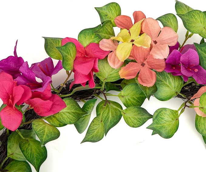 Briful 5.5FT Bougainvillea Flower Garland – Artificial Silk Floral Vine with Built-in Hook Faux Flower Garland for Backdrop Table Wall Wedding Party Home Decor, Pink Purple