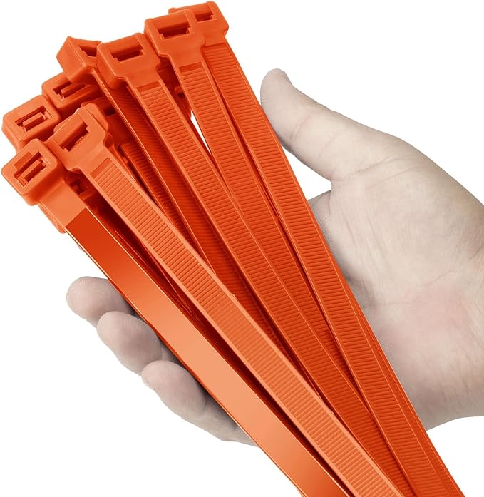 24 inch Orange Zip Ties Heavy Duty 50 PACK, 250 LBS Ultra Exclusive Strong Plastic Wire Ties, Large Cable Ties Extra Long Tie Wraps, Indoor and Outdoor UV Resistant