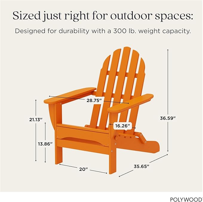 POLYWOOD AD5030TA Classic Folding Adirondack, Tangerine
