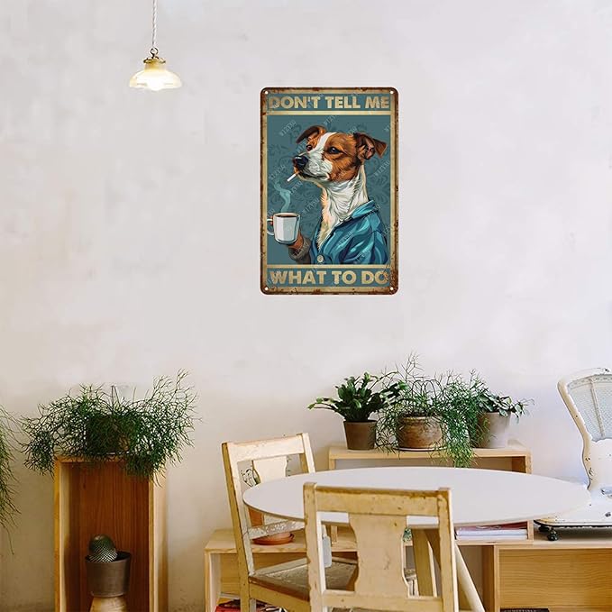Metal Signs Jack Russell Dog Funny Vintage Tin Sign Retro Wall Decor for Home Office Farmhouse Yard Garden Shop Cafe 8×12 Inches