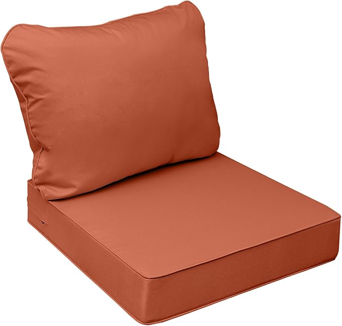 AAAAAcessories Outdoor Seat Cushions for Chairs, Fade-Resistant, Waterproof Patio Furniture Replacement Cushions, 22" x 24" x 5" + 22" x 19", Rust