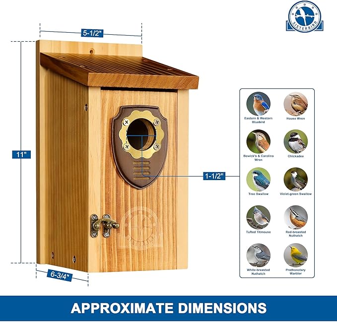 Pack of 2 Bluebird Houses for Outside, Premium Wooden Bird House, Bluebird House for Outdoor, Courtyard Decoration Bird Nest, Bluebird Finch Swallow Wren Chickadee