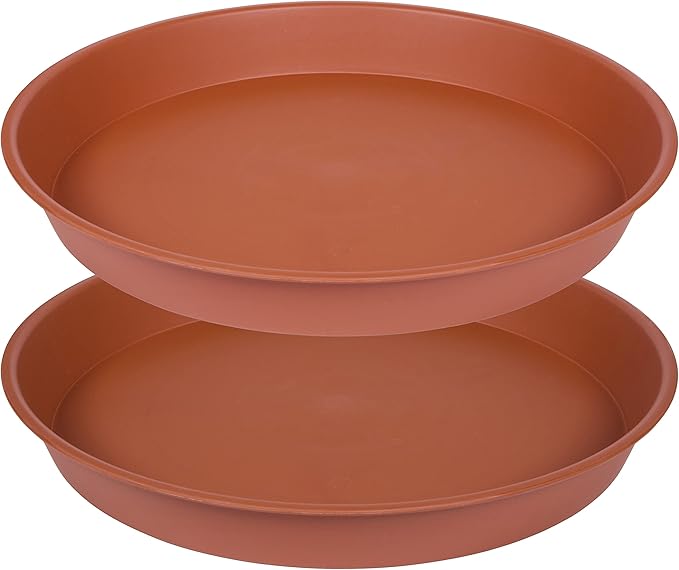 2 Pack of 8 inch Plant Saucer, Bird Bath Bowl 8 inch, Plant Dishes Saucer, Flower Plant Water Trays for Indoors, Plate for Planter 7-9" (8 inch, Terracotta)