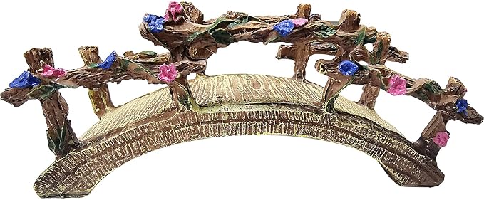 MUAMAX Miniature Fairy Garden Bridge - Resin Craft Cute Artificial Micro Landscape Bridge for Dollhouse Ornament (Flower Bridge)