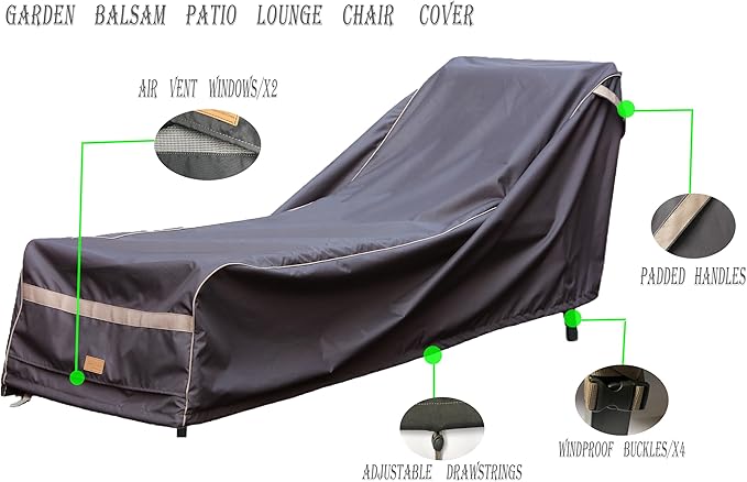 Patio Chaise Lounge Cover Waterproof,Heavy Duty Outdoor Lounge Chair Covers,Dark Grey Durable Patio Furniture Covers,2Pack,80L*28W*30Hinch