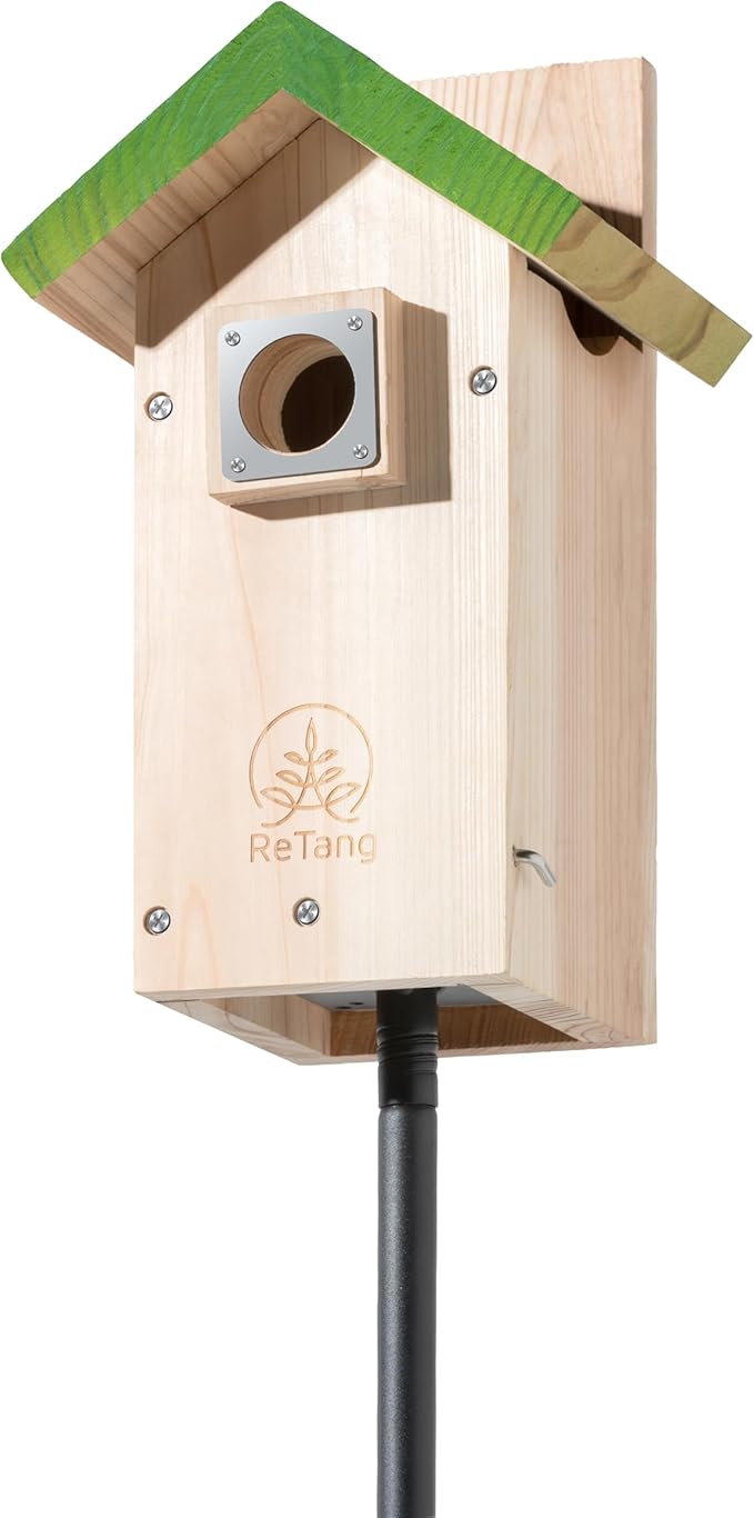 3/4 Thick Cedar Bird Houses with Metal Predator Guard, Nesting Box Birdhouse for Easy Cleaning, Bird Box for Outdoor Swith Viewing Window, Outdoor Wild Bird Watching, Swallow Wren Chickadee…