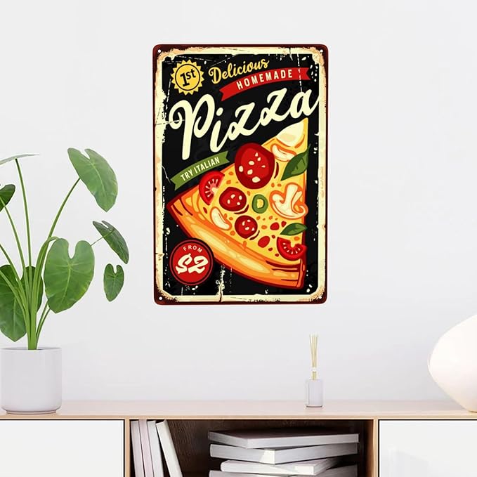 Pizza Vintage Metal Tin Sign Retro Rustproof Funny Art Wall Decor Gift 8x19 Inch