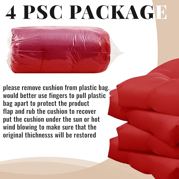 Kigley 4 Pcs Chaise Lounge Cushions 75 x 22 x 5 Inches Soft Lounge Chair Cushion Spring/Summer Seasonal Replacement for Outdoor Indoor Home Office (Red)