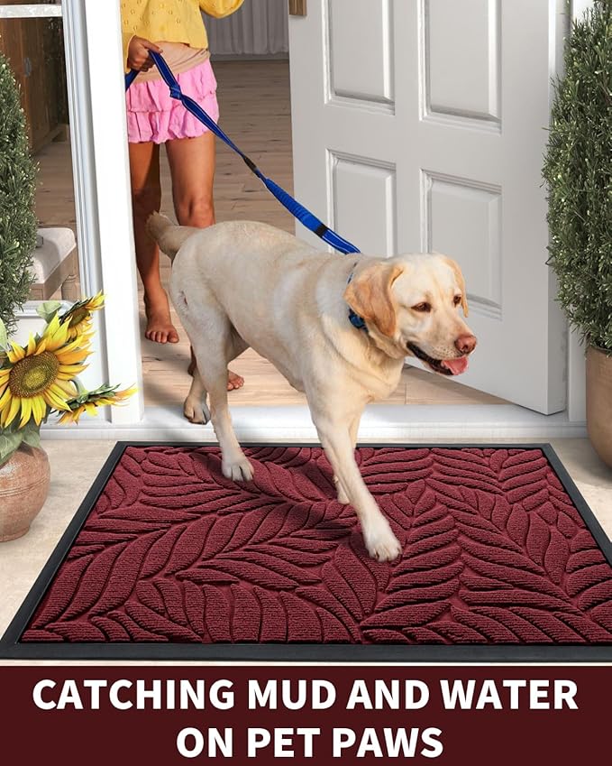 Yimobra 60x36 Large Door Mat Outdoor Indoor, All-Season Waterproof Door Mat Outside Entrance, All-Weather Non-Slip Outside Doormat for Garage Patio Entryway, Red