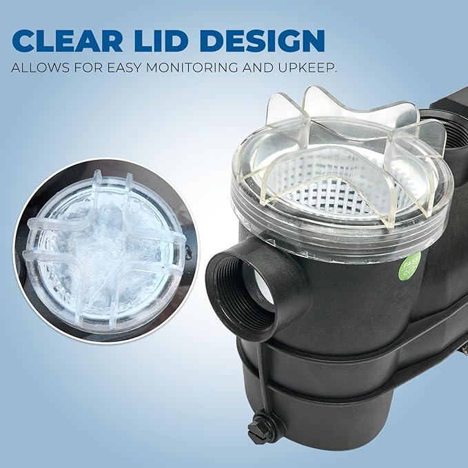 XtremepowerUS 3/4HP Swimming Pool Pump (2400GPH) Pond Self Prime Above-Ground Pond Spa Pool Pump Strainer Basket 1.5" NPT Listed