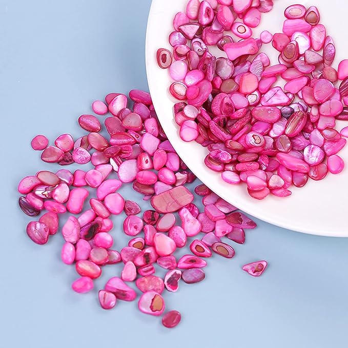 Crushed Shells for Crafts, Sea Shells for Decorating Wedding Vase Fillers Table Scatter, Party Favor, Wedding Decoration, Succulents Plants Soil Cover, Art Crafts (Rose red)
