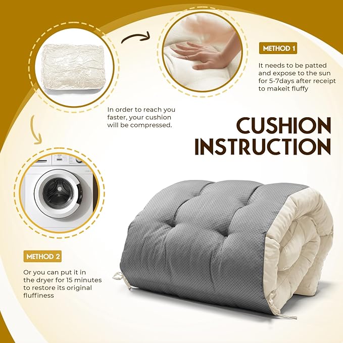 Outdoor Chaise Lounge Chair Cushion Waterproof 74.4 x 22 x 4.7 Inches Lounge Chair Cushions Thickened for Outdoor Furniture with Headrest and Pocket, Replacement Pool Lounge Cushions, Cream