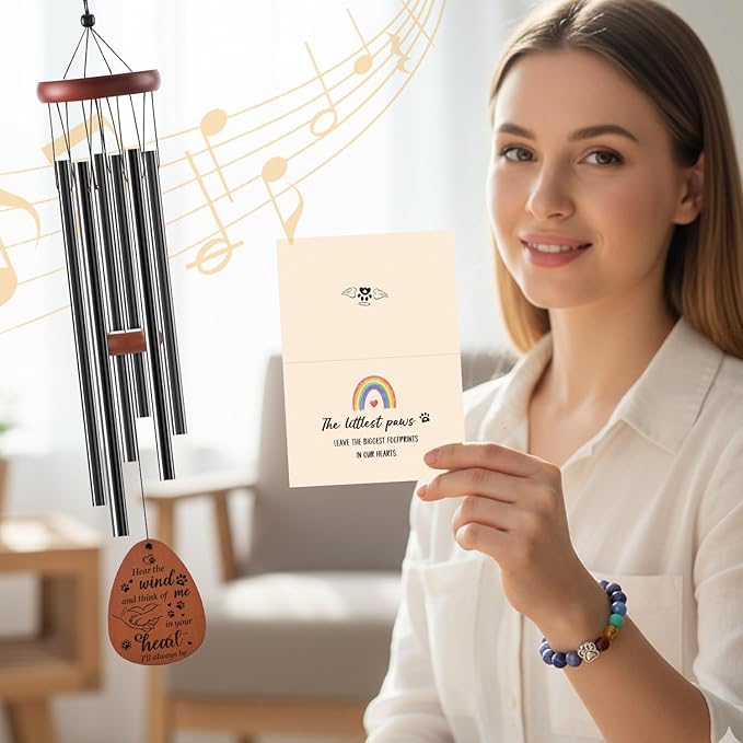 Memorial Gifts for Loss of Dog - Rainbow Bridge Pet Memorial Wind Chimes for Loss of Dogs Pet Remembrance Passing Away Gift in Memory of Dog Wind Chimes for Outside Garden Patio Condolence
