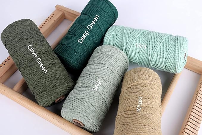 NOANTA Baby Blue Macrame Cord 3mm x 109yards, Colored Macrame Rope, Cotton Rope Macrame Yarn, Colorful Cotton Craft Cord for Wall Hanging, Plant Hangers, Crafts, Knitting