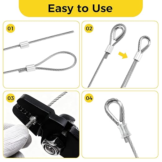 1/8 Inch Wire Rope, 120FT Stainless Steel Cable, 7x7 Strands Steel Wire Kit with Turnbuckles, Sleeves, Thimbles - Aircraft Cable for Garden, String Light Hanging, Deck Railing, DIY Projects