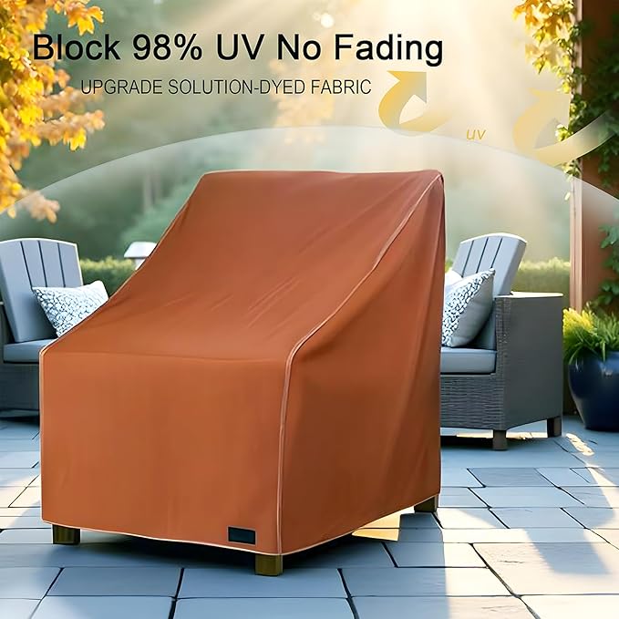 NettyPro Waterproof Patio Chair Covers 4 Pack Outdoor Lounge Deep Seat Armchair Cover, 34W x 37D x 36H inches, Brown