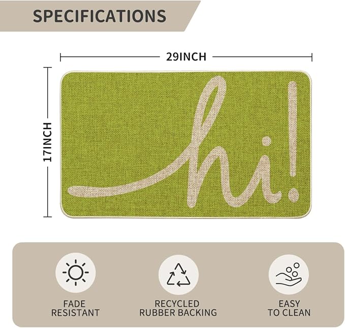 Artoid Mode Green Hi Doormat, Home Spring Summer Decor Switch Rug Welcome Door Mat Floor Mat 17x29 Inch