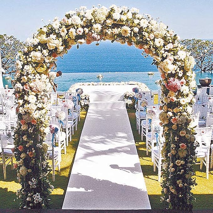 Metal Garden Arch,7.8 Feet High x 5.5 Feet Wide Sturdy Metal Arbor with Sharp Ends for Climbing Vines and Plants,Weddings Quinceaneras Party Decoration