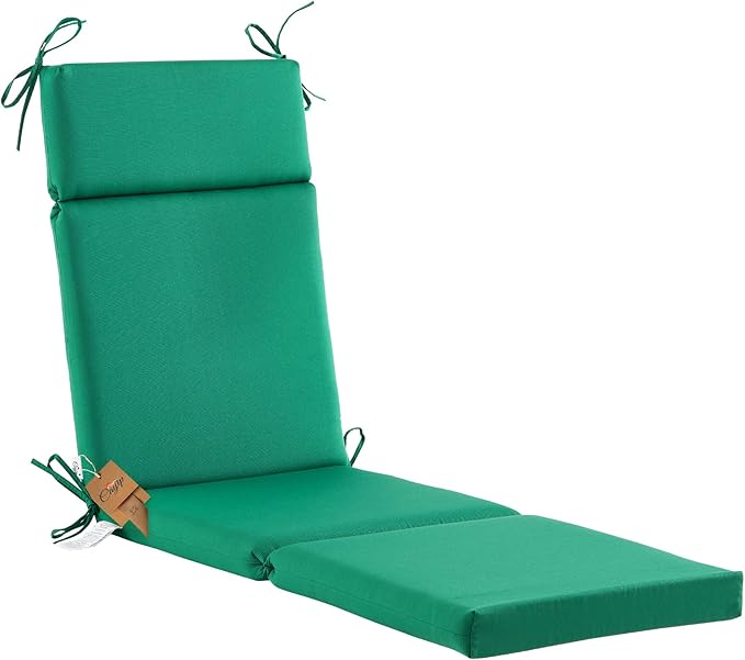 Outdoor Chasie Lounge Tufted Thick Cushion with Ties,Replacement Wicker Chair Cushion for Paito Fruniture,72x21x3inches,All Weather,Hunter Green
