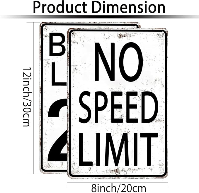 Boys Room Decor Mental Signs No Speed Limit for Man Cave Sign Vintage Beer Limit 24 Tin Sign for Home Bar Man Cave Garage Bedroom Decor,Aluminum Funny Signs,8x12inchx2pcs