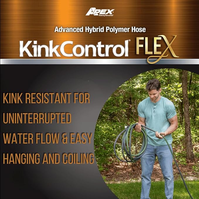 Kink Control Flex Advanced Hybrid Hose - 100 Ft Outdoor Hose, 40% Lighter, Ultra Flexible, Easy to Maneuver, Neverkink Technology, Durable Construction